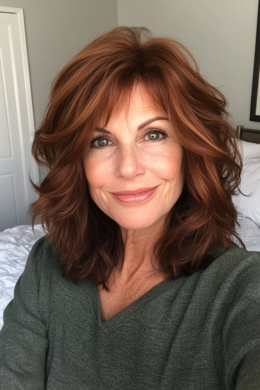 22. Classic Cropped Shag in Rich Auburn (Shag Haircuts For Older Women) - Shag Haircuts For Older Women