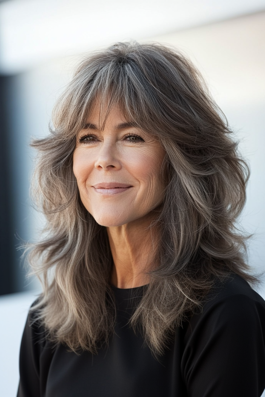 26. Effortless Airy Shag in Cool Ash Brown (Shag Haircuts For Older Women) - Shag Haircuts For Older Women