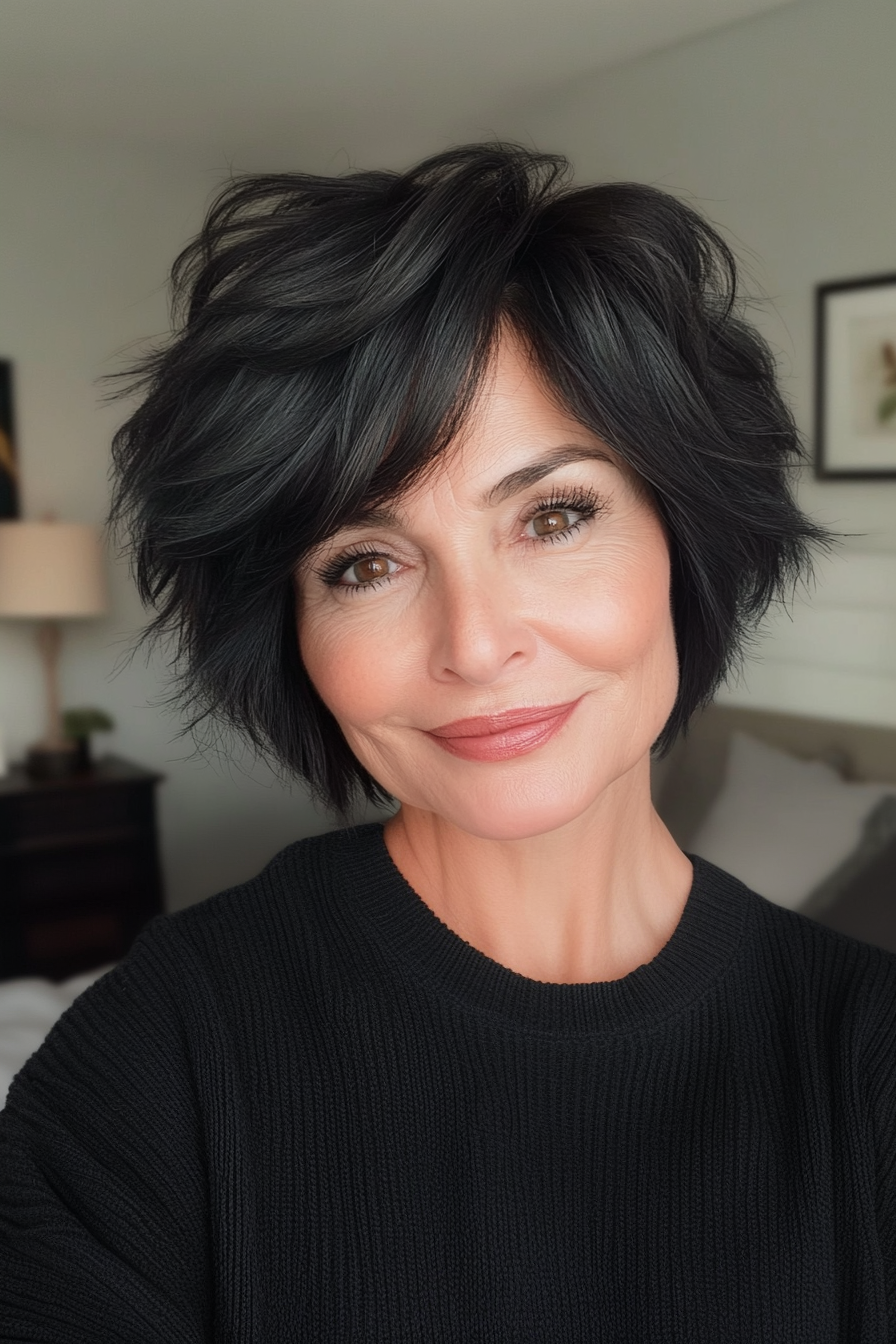 5. Textured Crop in Natural Black (Short Hairstyles For Older Women With Thick Hair) - Short Hairstyles For Older Women With Thick Hair