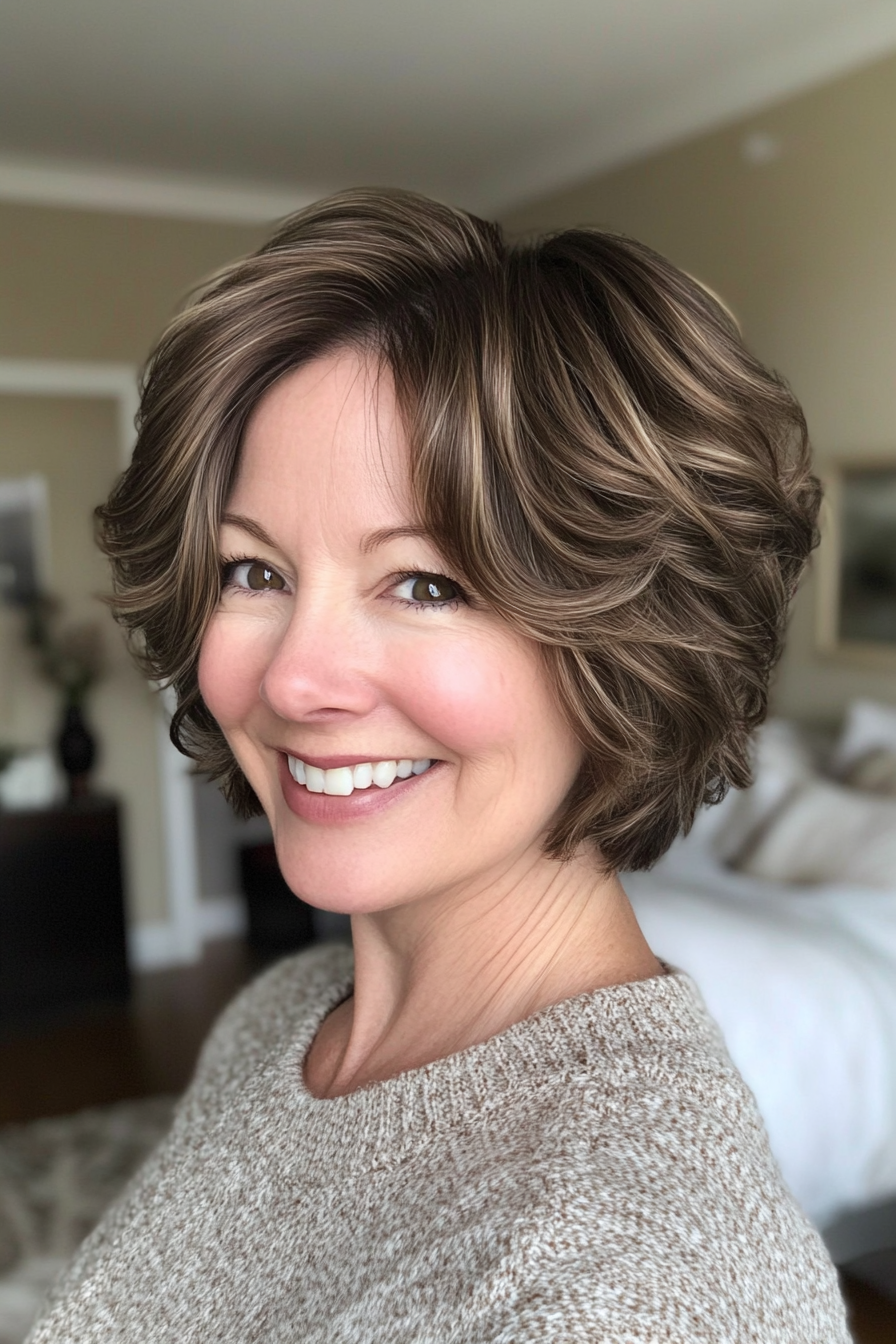 6. Chic Curled Bob in Soft Brown (Short Hairstyles For Older Women With Thick Hair) - Short Hairstyles For Older Women With Thick Hair