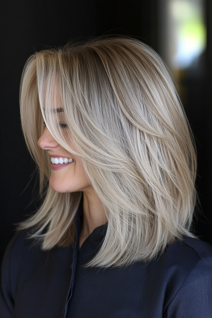3. Ash Layered Lob (Blonde Haircuts) - Blonde Haircuts
