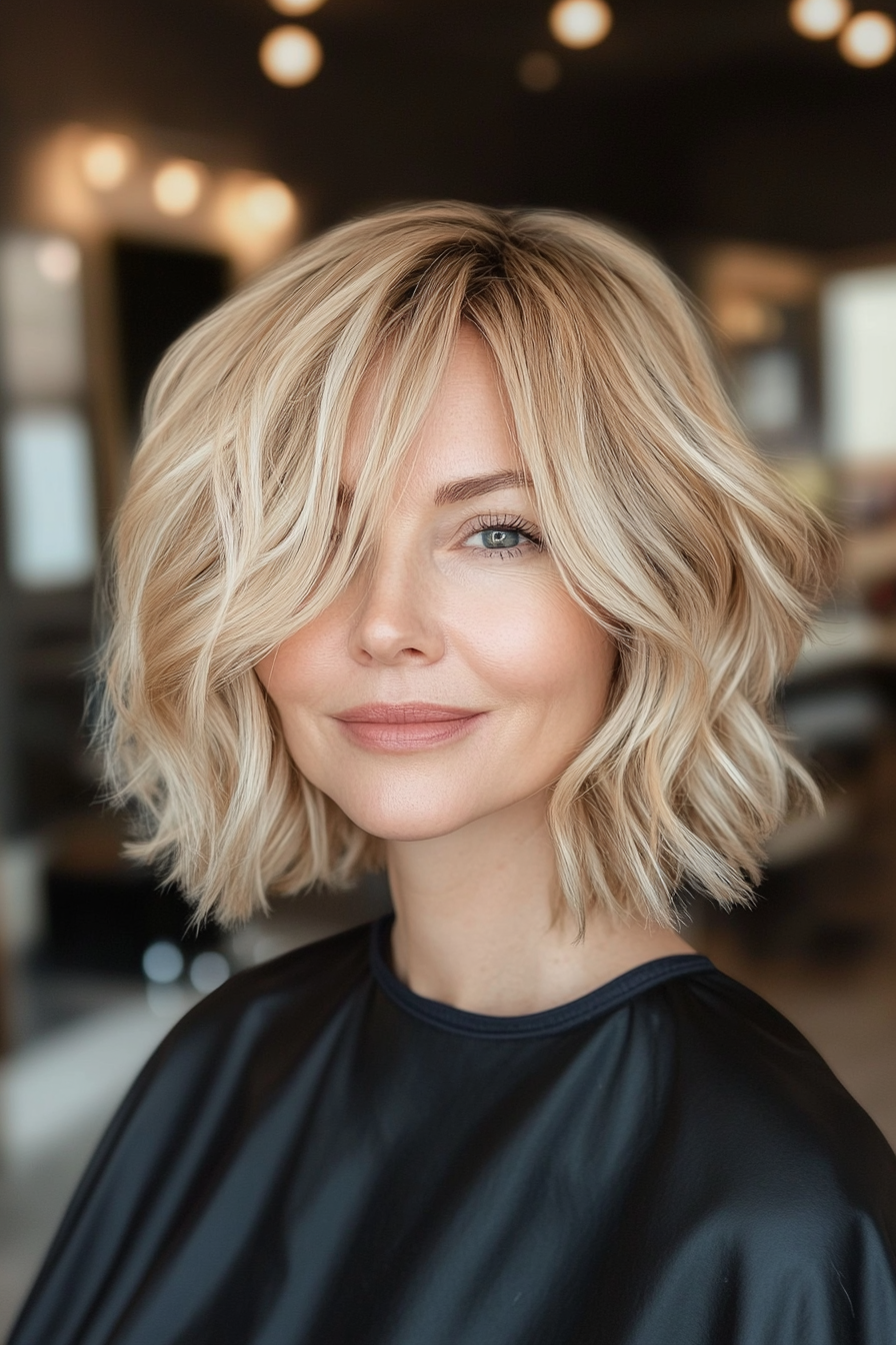 8. Natural Blonde Wavy Bob (Blonde Haircuts) - Blonde Haircuts