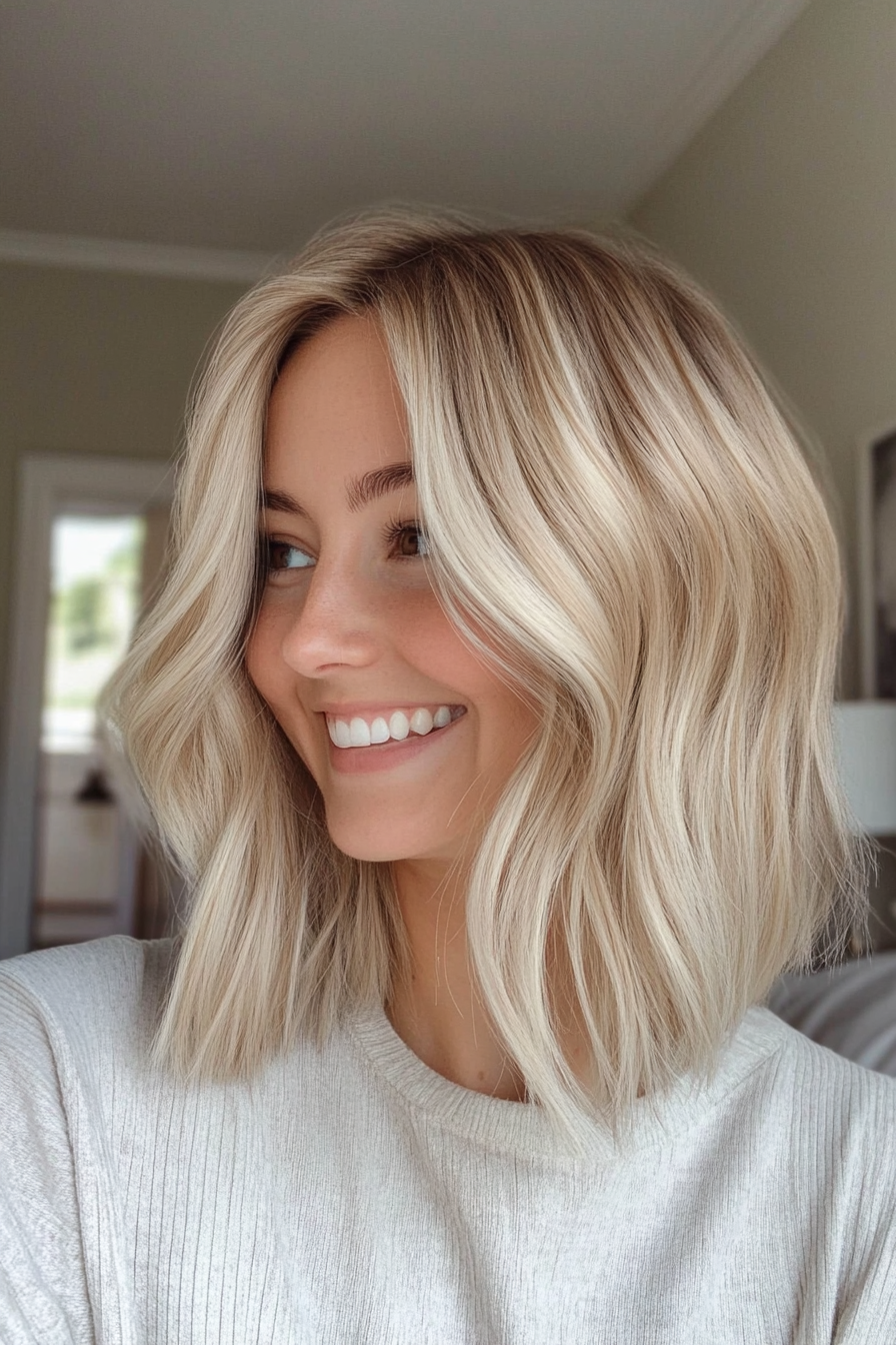 21. Blonde Sliced Lob (Blonde Haircuts) - Blonde Haircuts