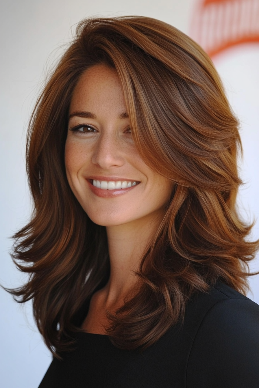 1. Classic Chestnut Layered Cut (Medium Length Layered Haircuts) - Medium Length Layered Haircuts
