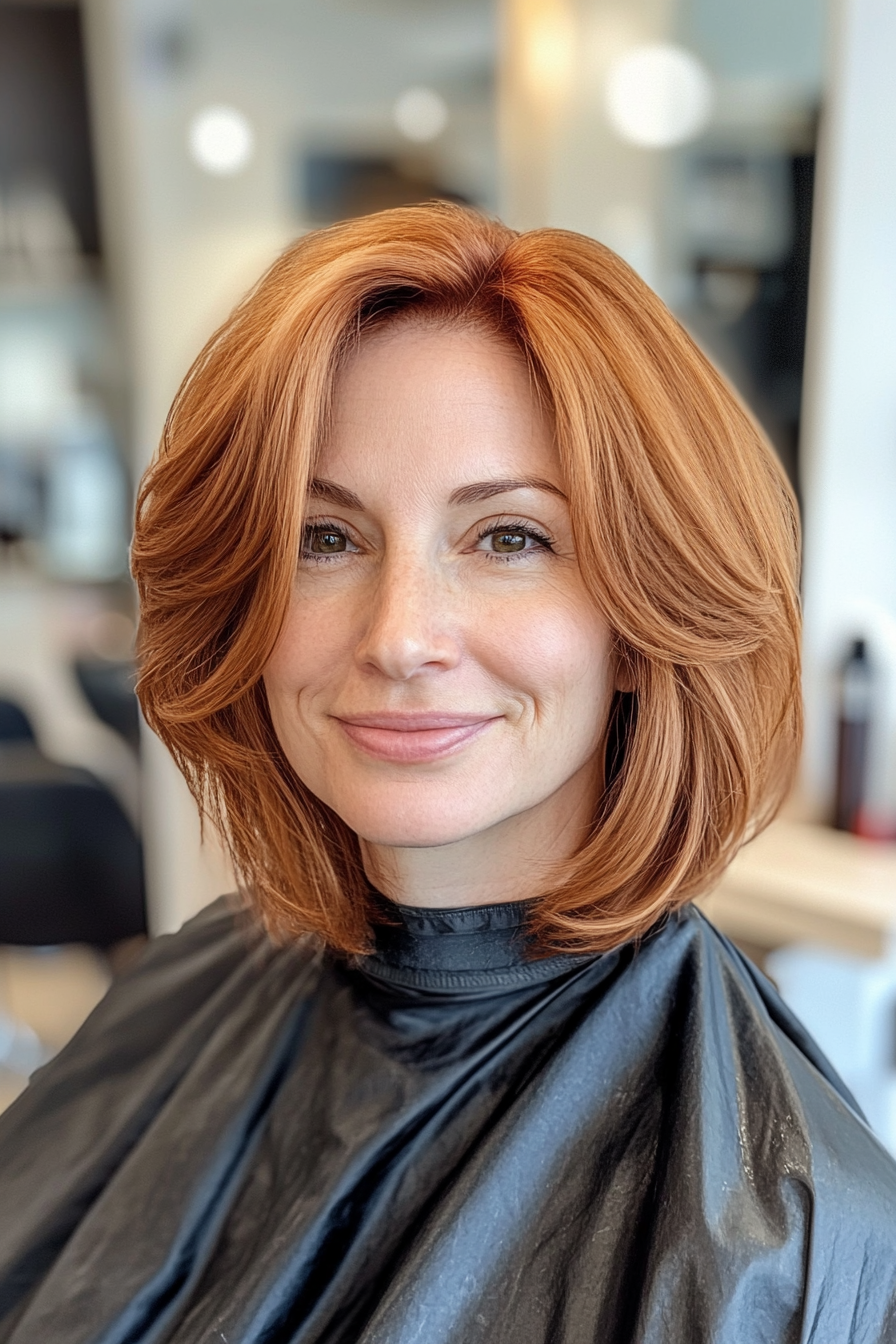 6. Ginger Toned Layered Bob (Medium Length Layered Haircuts) - Medium Length Layered Haircuts