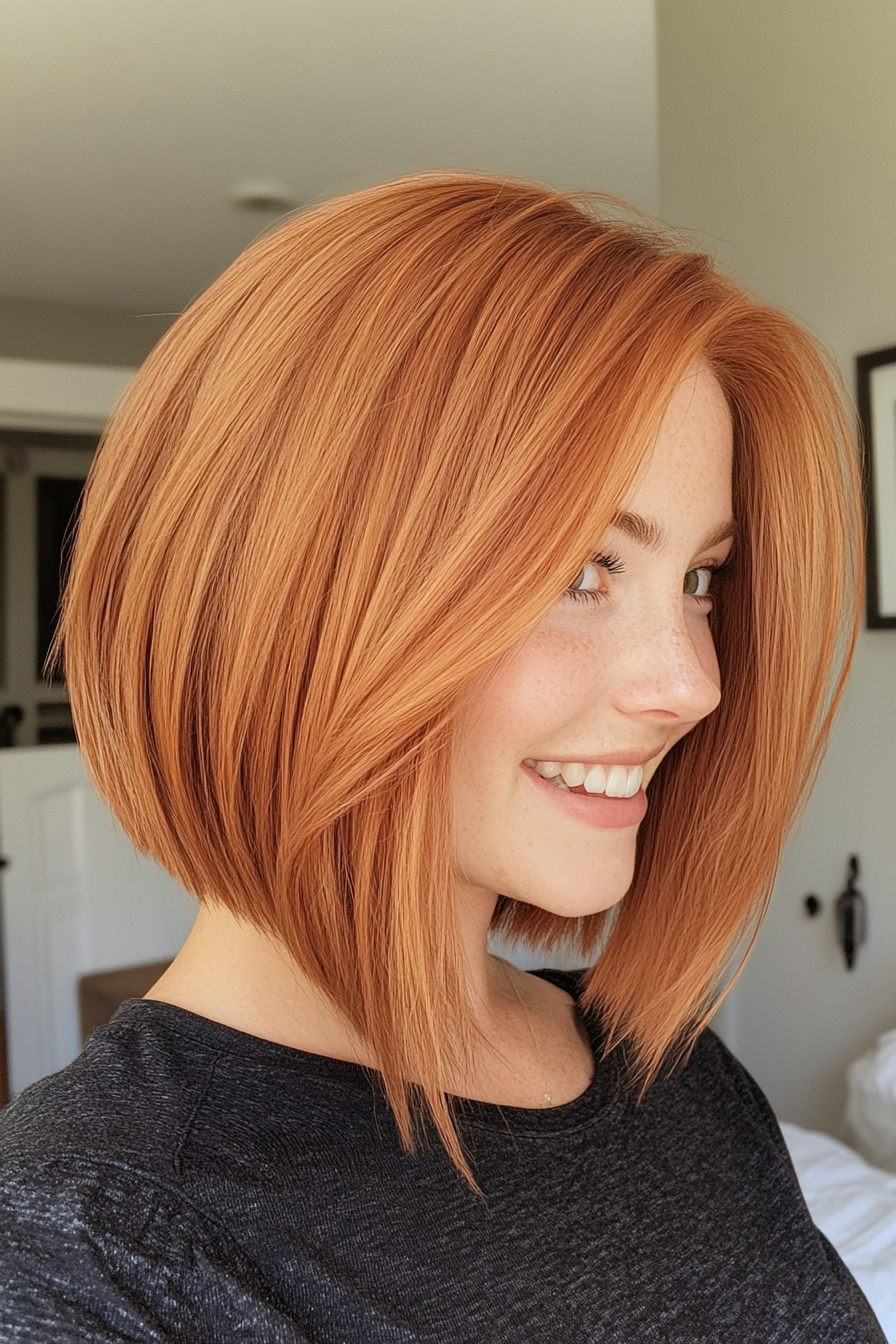 22. Rich Ginger Layered Bob (Medium Length Layered Haircuts) - Medium Length Layered Haircuts
