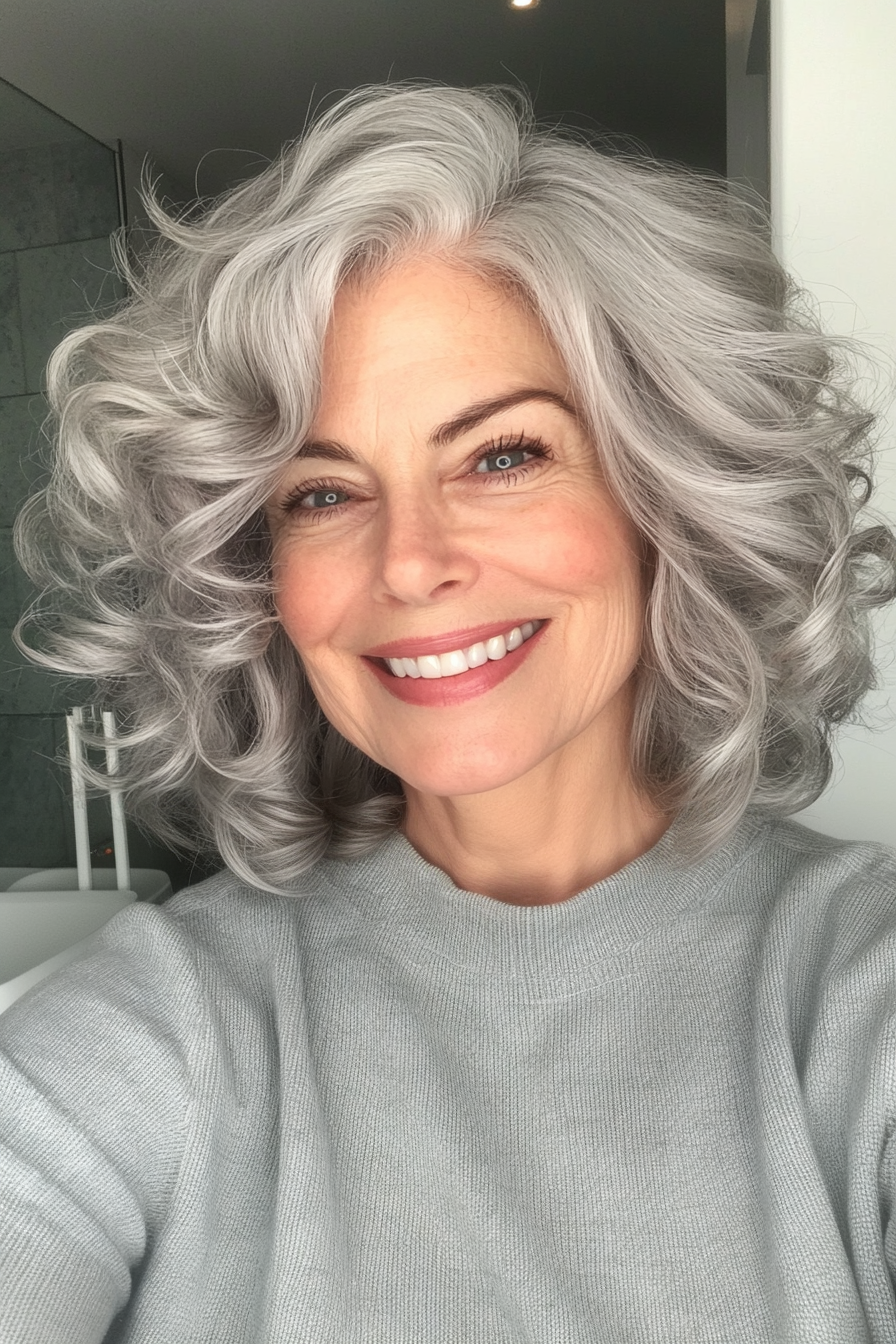 9. Curly Tapered Cut (Haircuts For Older Women With Thin Hair) - Haircuts For Older Women With Thin Hair