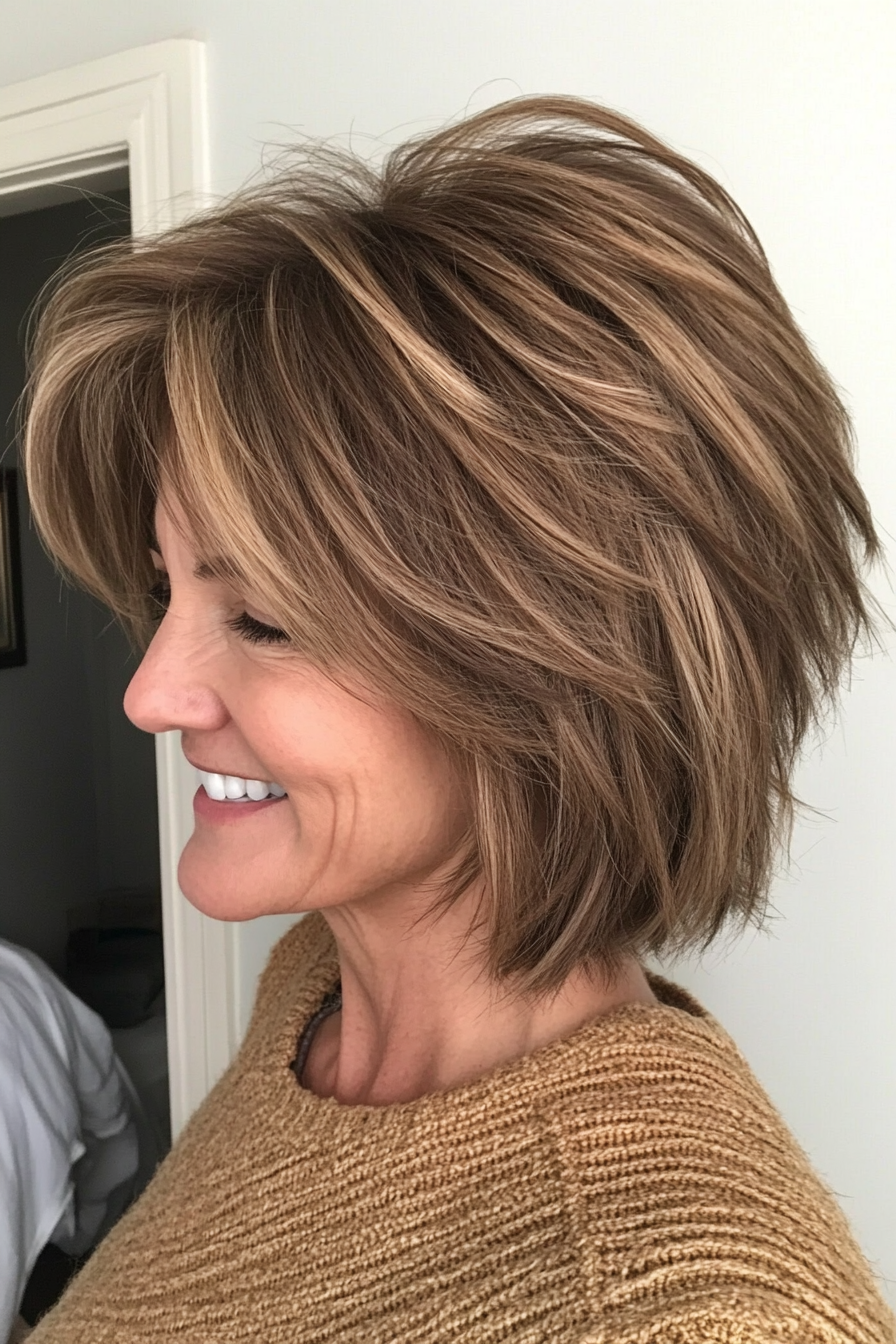 11. Modern Shaggy Bob (Haircuts For Older Women With Thin Hair) - Haircuts For Older Women With Thin Hair