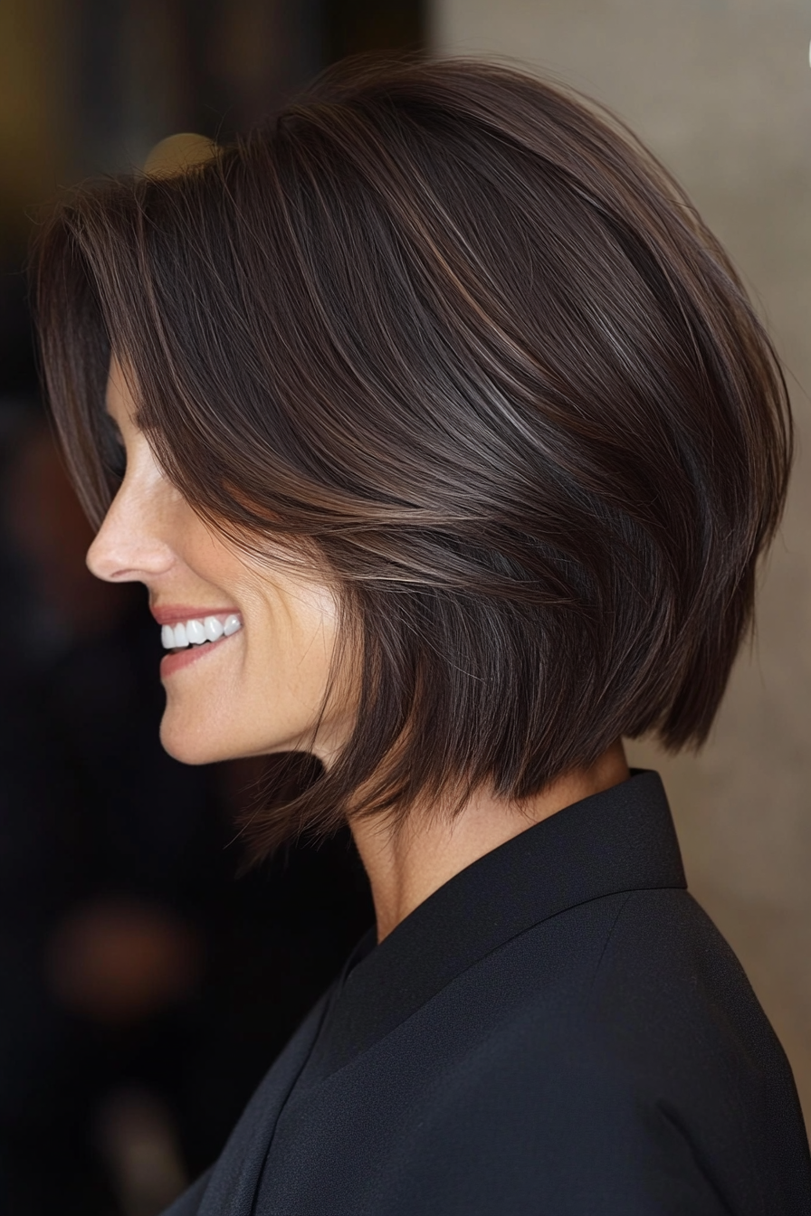 14. Subtle Angled Bob (Haircuts For Older Women With Thin Hair) - Haircuts For Older Women With Thin Hair