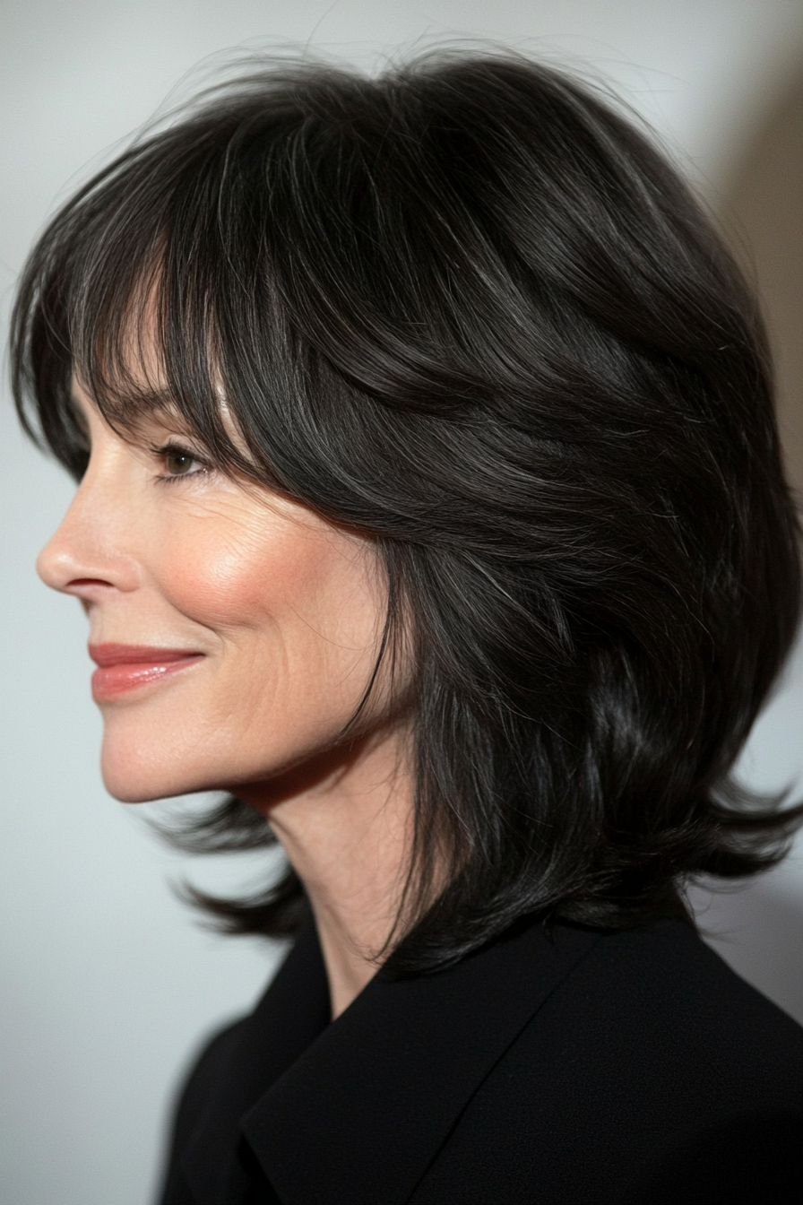 15. Textured Curtain Bangs (Haircuts For Older Women With Thin Hair) - Haircuts For Older Women With Thin Hair