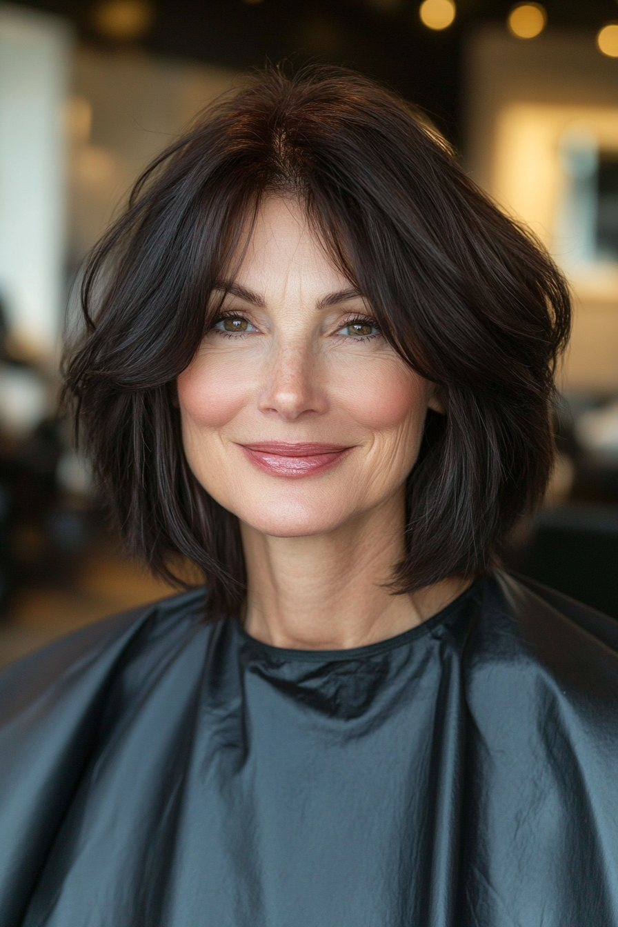 24. Polished Angled Layers (Haircuts For Older Women With Thin Hair) - Haircuts For Older Women With Thin Hair