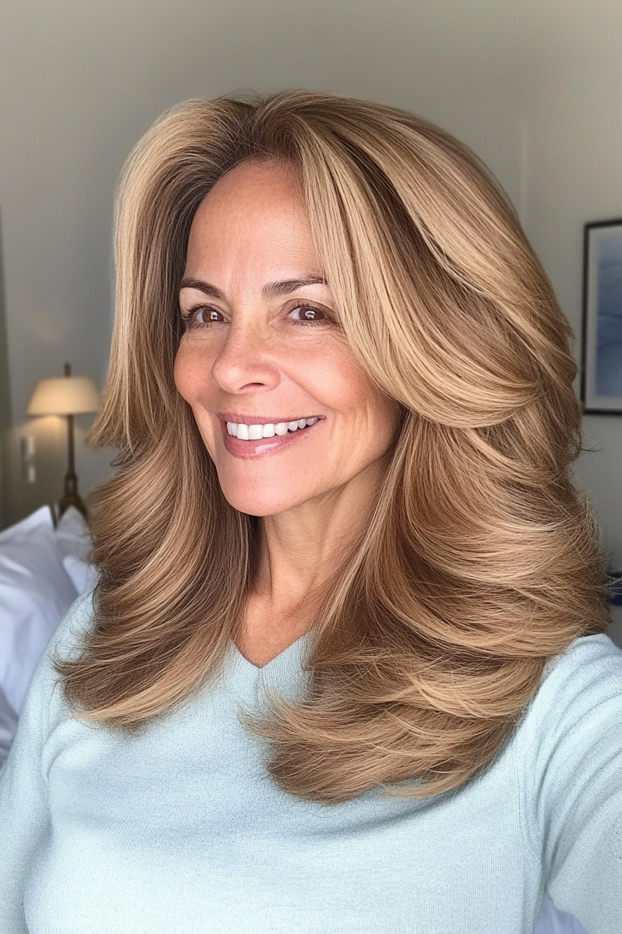 25. Cascading Layered Waves (Haircuts For Older Women With Thin Hair) - Haircuts For Older Women With Thin Hair