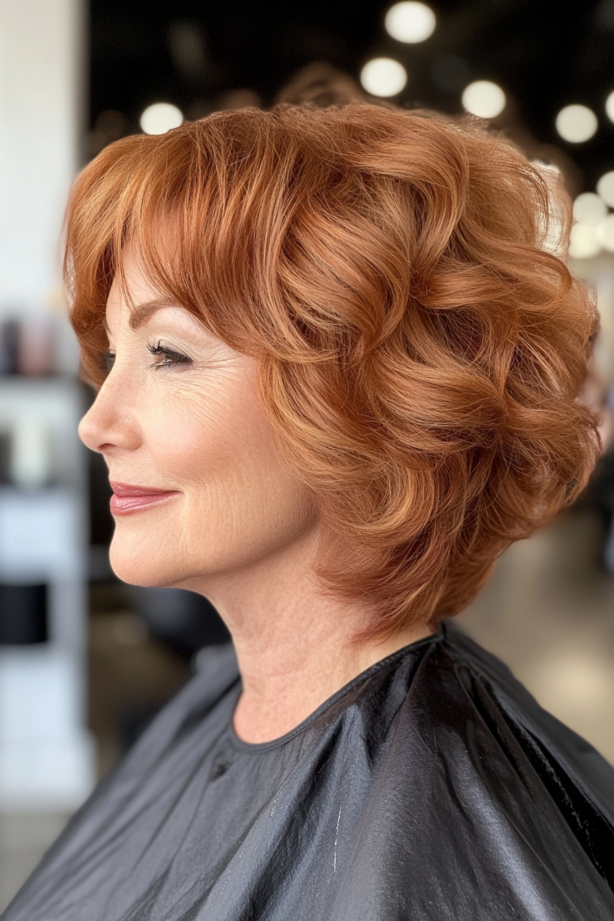 5. Curly Shag in Natural Red (Short Haircuts For Women Over 50) - Short Haircuts For Women Over 50