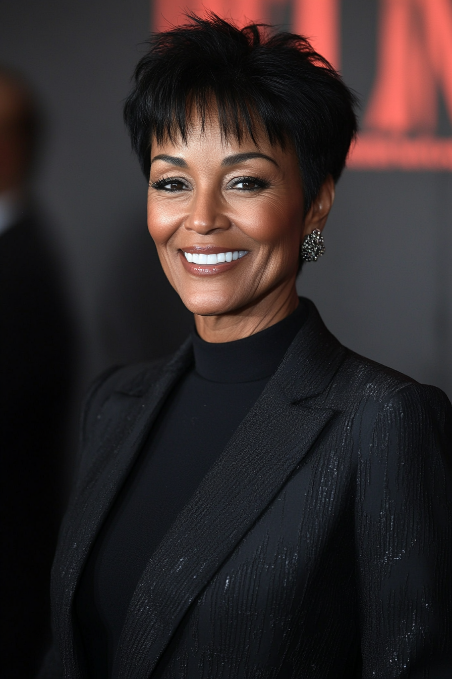 8. Modern Crop in Ebony Black (Short Haircuts For Women Over 50) - Short Haircuts For Women Over 50
