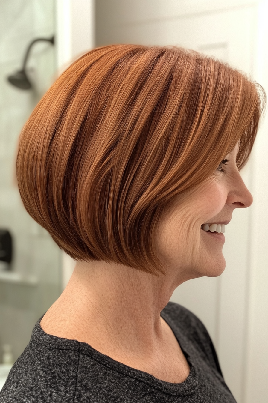 9. Rounded Bob in Warm Auburn (Short Haircuts For Women Over 50) - Short Haircuts For Women Over 50