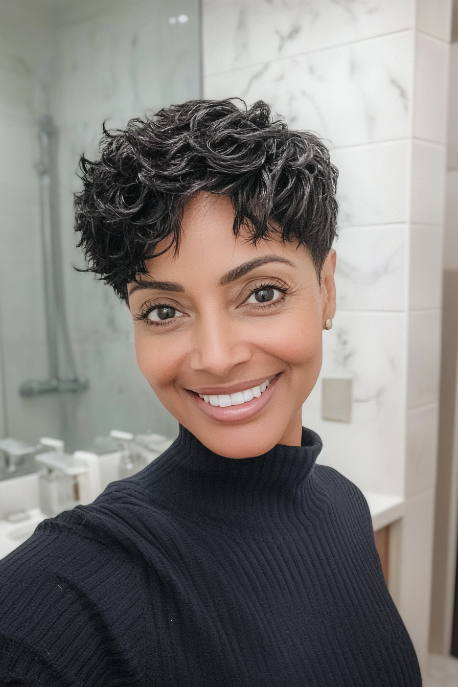 14. Elegant Pixie in Natural Black (Short Haircuts For Women Over 50) - Short Haircuts For Women Over 50