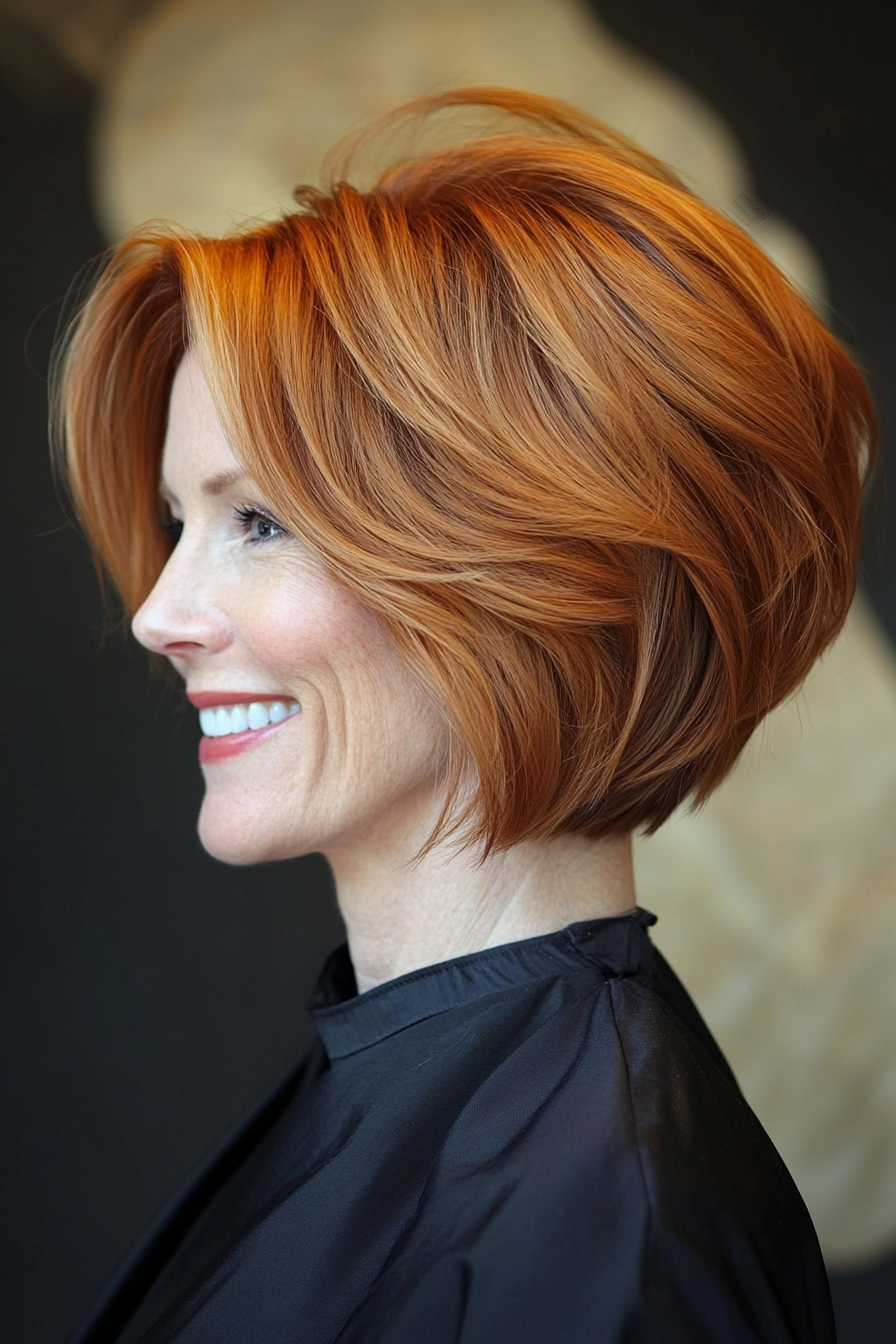 17. Angled Bob in Soft Auburn (Short Haircuts For Women Over 50) - Short Haircuts For Women Over 50