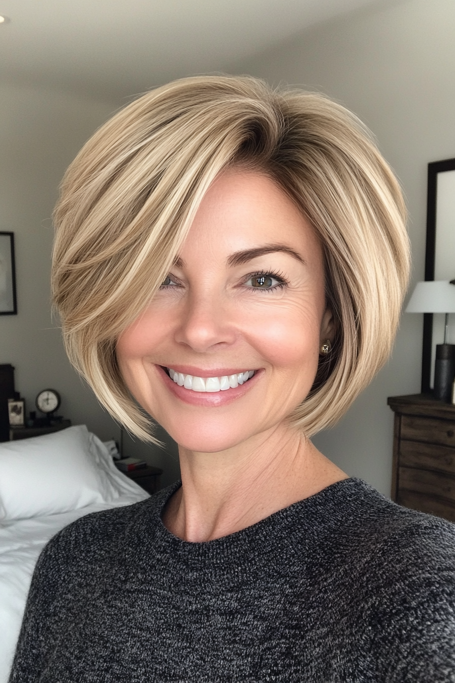 19. Voluminous Bob in Natural Blonde (Short Haircuts For Women Over 50) - Short Haircuts For Women Over 50