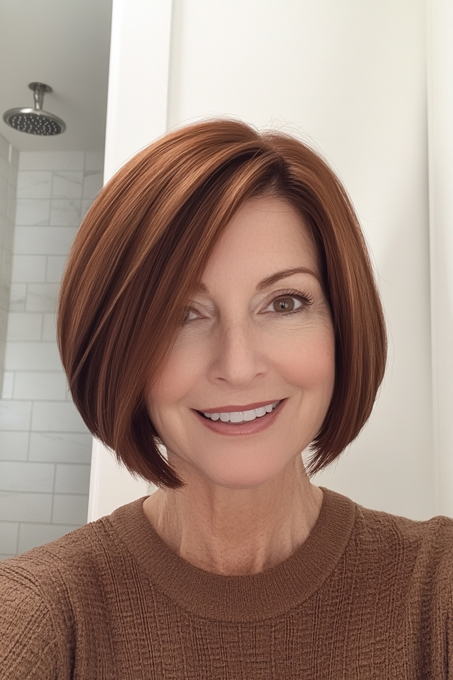 23. Contemporary Bob in Medium Chestnut (Short Haircuts For Women Over 50) - Short Haircuts For Women Over 50