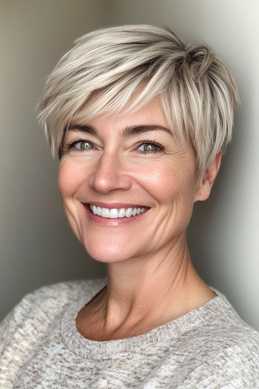 24. Dynamic Crop in Warm Blonde (Short Haircuts For Women Over 50) - Short Haircuts For Women Over 50