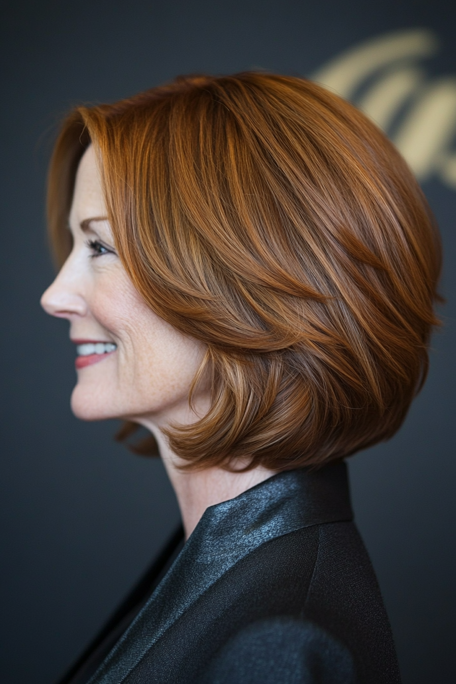 1. Soft Layered Bob in Warm Chestnut (Hairstyles For Women Over 70) - Hairstyles For Women Over 70