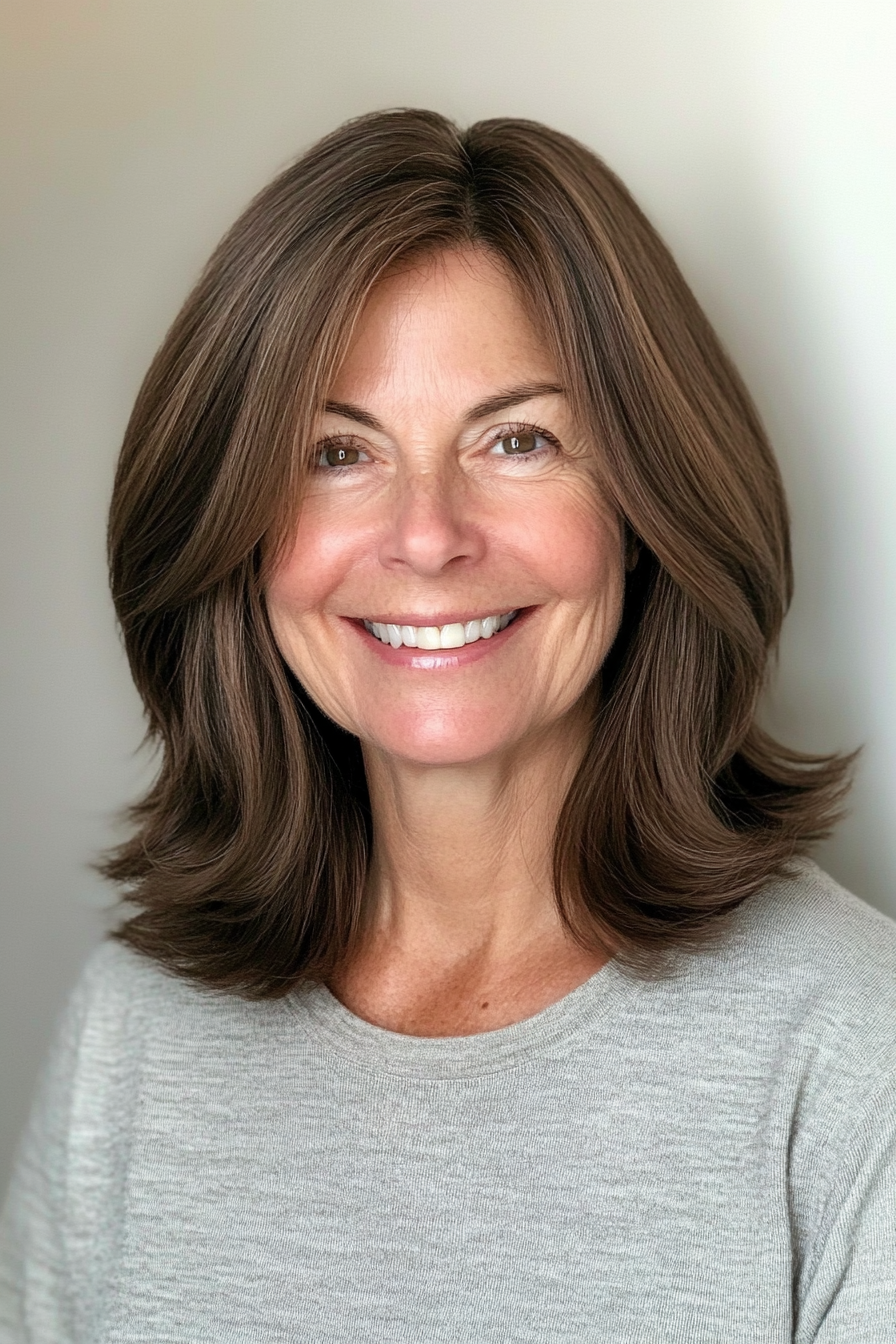 3. Classic Shoulder-Length Cut in Rich Brunette (Hairstyles For Women Over 70) - Hairstyles For Women Over 70