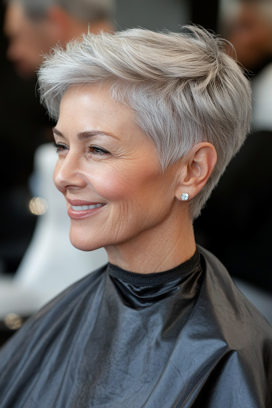 4. Tapered Crop in Soft Silver (Hairstyles For Women Over 70) - Hairstyles For Women Over 70
