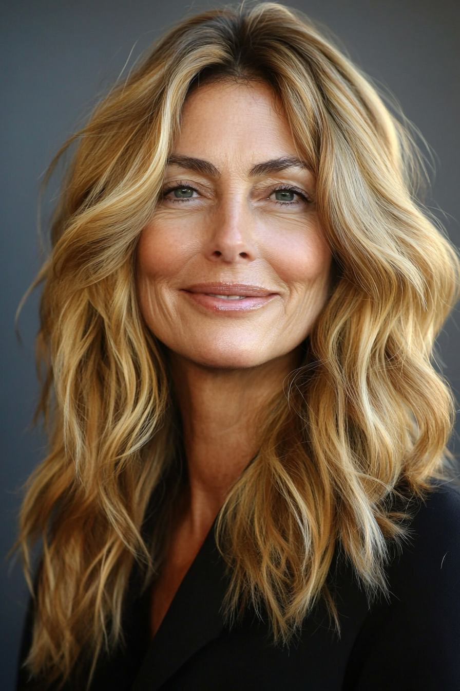 6. Wavy Mid-Length Cut in Honey Blonde (Hairstyles For Women Over 70) - Hairstyles For Women Over 70