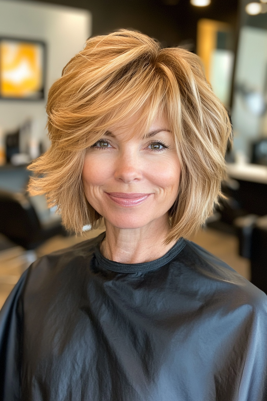 2. Golden Blonde Textured Shag (Short Shag Haircuts For Older Women) - Short Shag Haircuts For Older Women