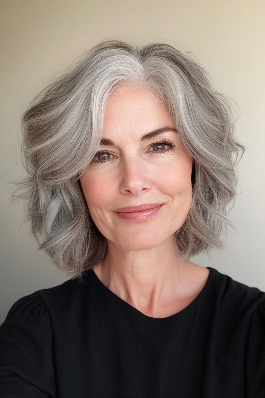 8. Smoky Gray Soft Shag (Short Shag Haircuts For Older Women) - Short Shag Haircuts For Older Women