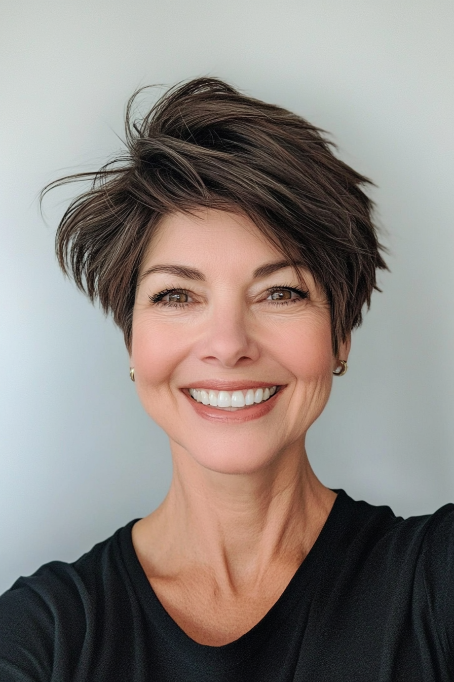 9. Deep Espresso Short Shag (Short Shag Haircuts For Older Women) - Short Shag Haircuts For Older Women