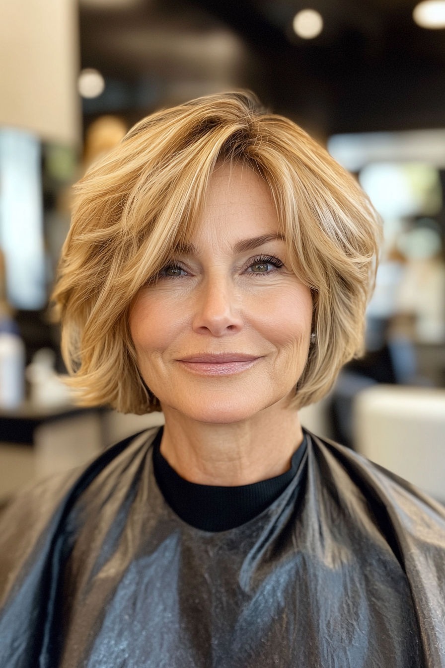 12. Honey Blonde Soft Shag Bob (Short Shag Haircuts For Older Women) - Short Shag Haircuts For Older Women