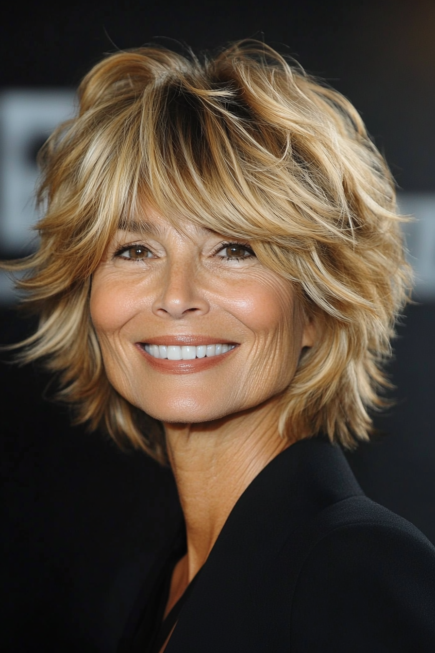18. Golden Honey Tousled Shag (Short Shag Haircuts For Older Women) - Short Shag Haircuts For Older Women