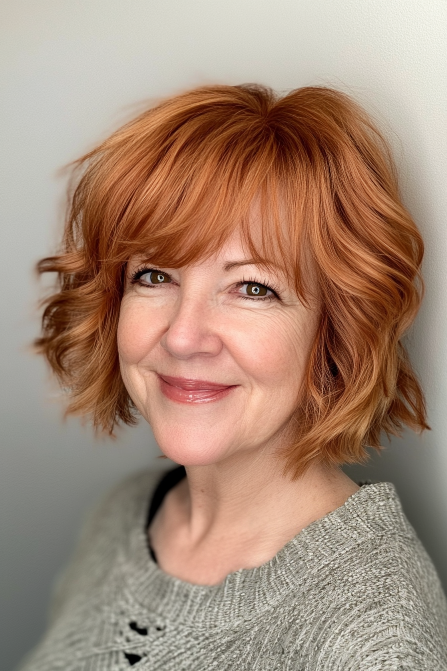 23. Copper-Toned Short Feathered Shag (Short Shag Haircuts For Older Women) - Short Shag Haircuts For Older Women