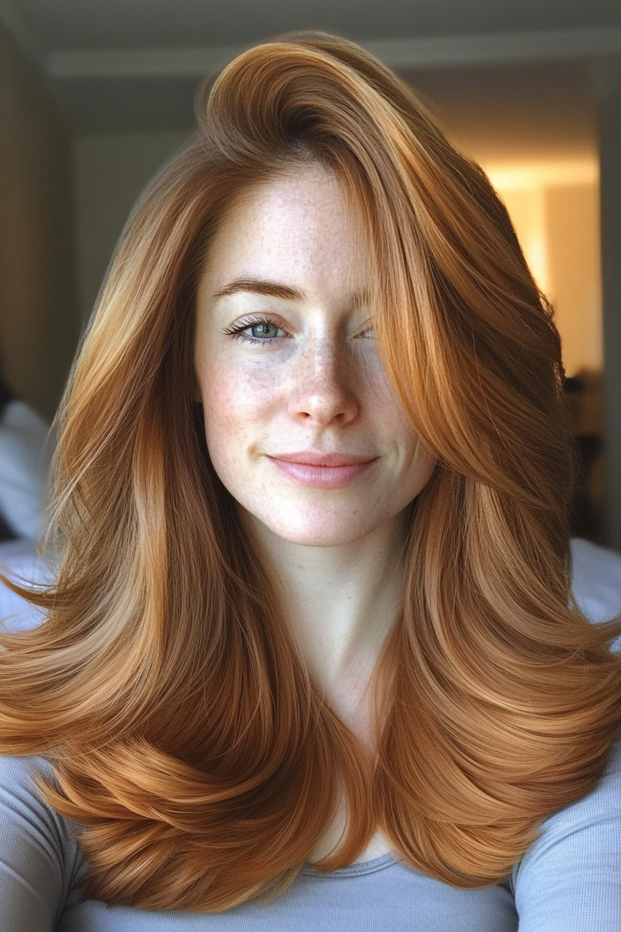 14. Shattered Layers with Side Bangs in Light Chestnut (Medium Layered Haircuts) - Medium Layered Haircuts