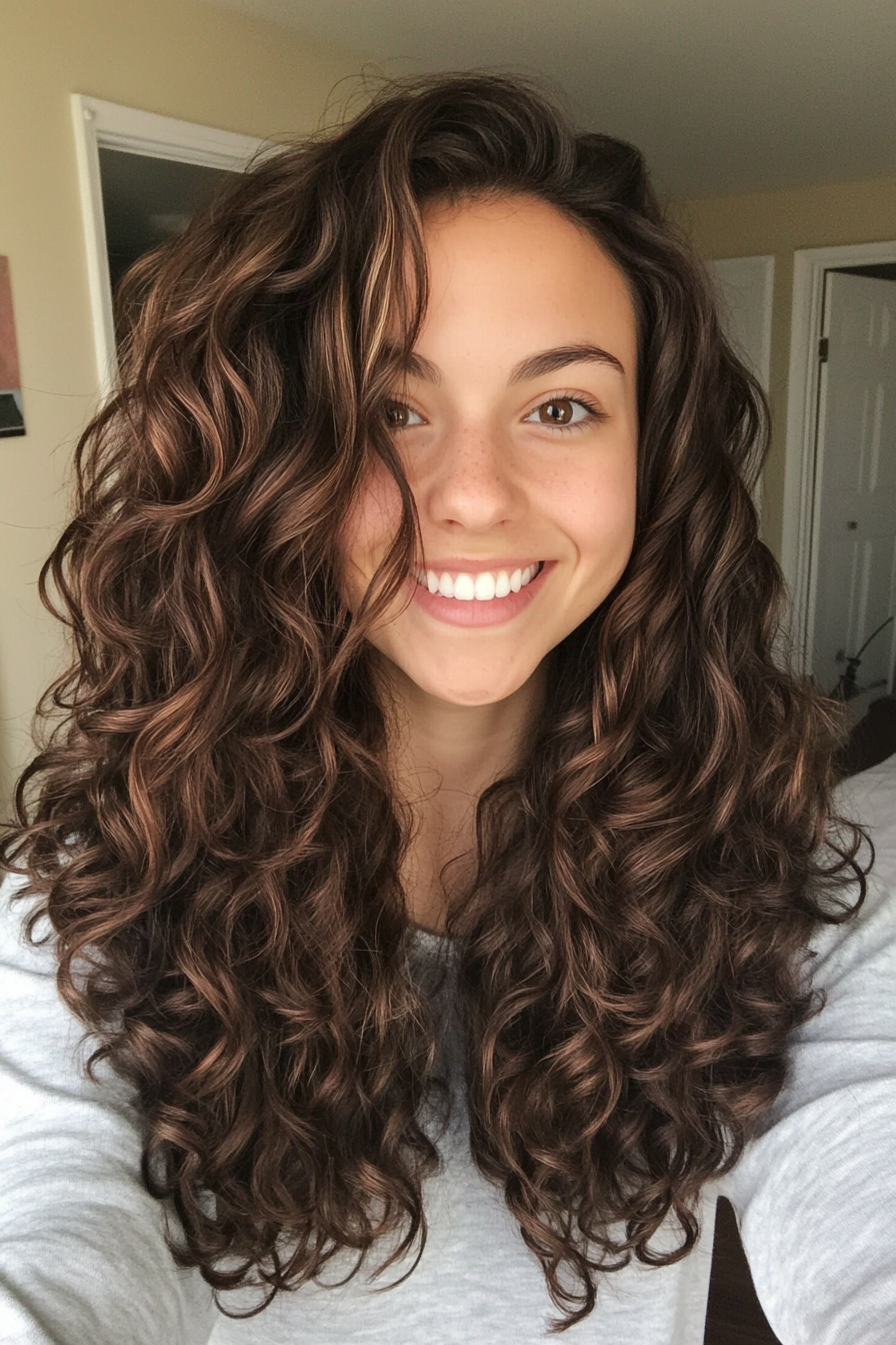 16. Layered Curls with Defined Ends in Rich Mocha Brown (Medium Layered Haircuts) - Medium Layered Haircuts