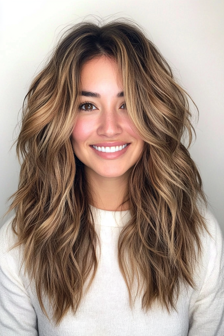 7. Soft Caramel Wavy Shag (Shaggy Haircuts) - Shaggy Haircuts