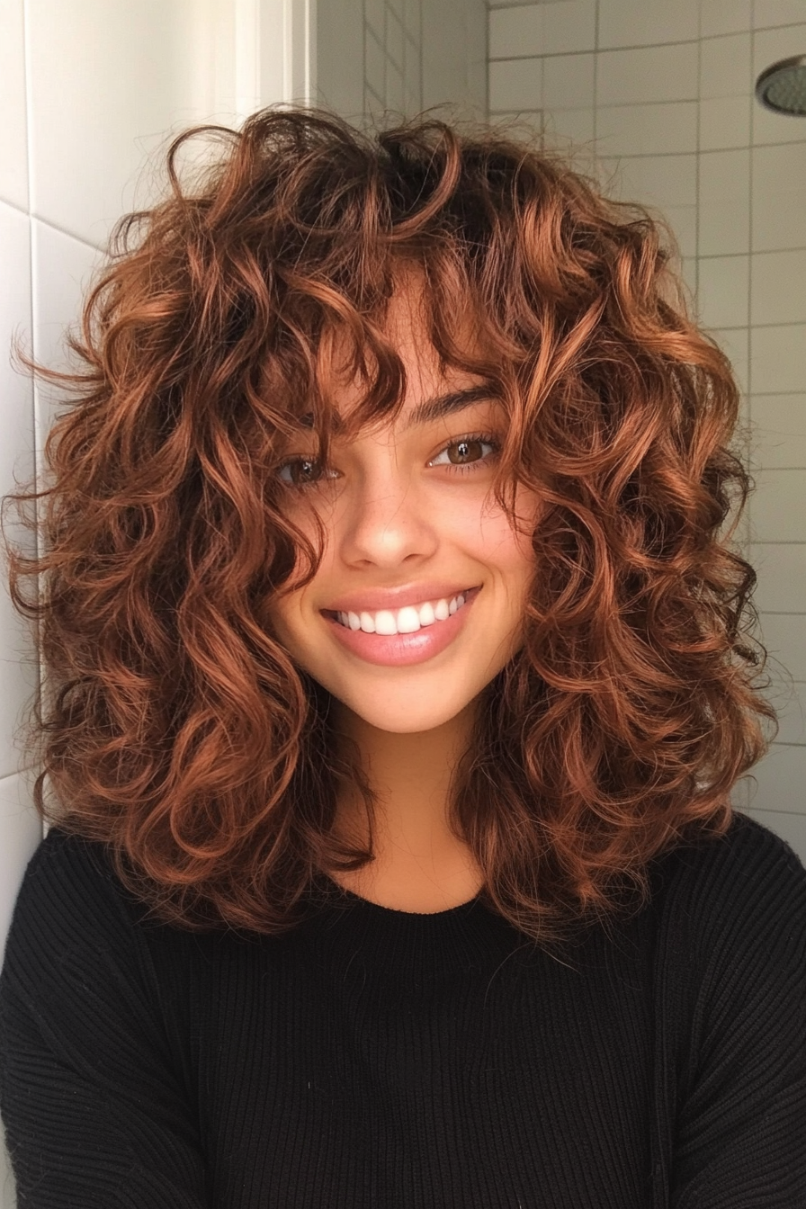 9. Mahogany Curly Shag (Shaggy Haircuts) - Shaggy Haircuts