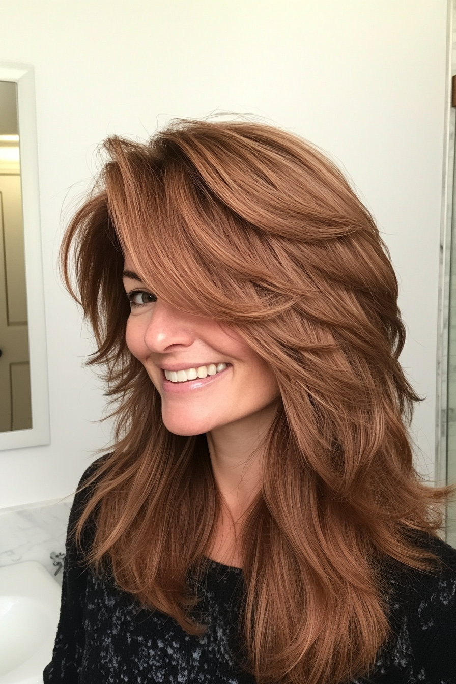 13. Light Chestnut Breezy Shag (Shaggy Haircuts) - Shaggy Haircuts