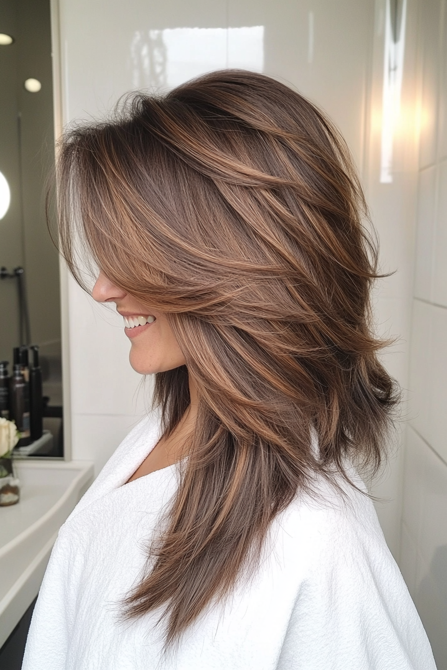 19. Mocha Balayage Flowing Shag (Shaggy Haircuts) - Shaggy Haircuts