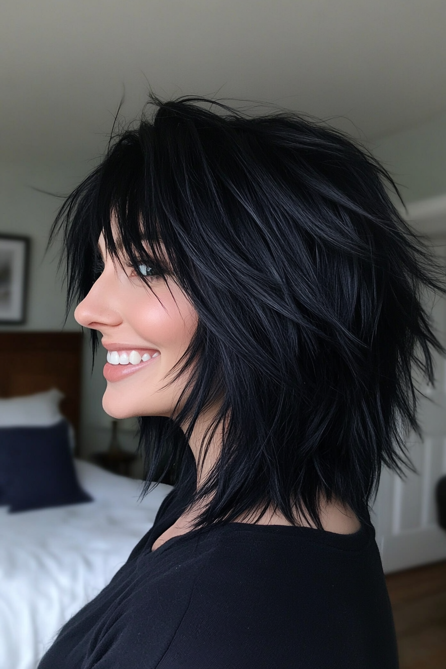 20. Raven Black Dramatic Shag (Shaggy Haircuts) - Shaggy Haircuts