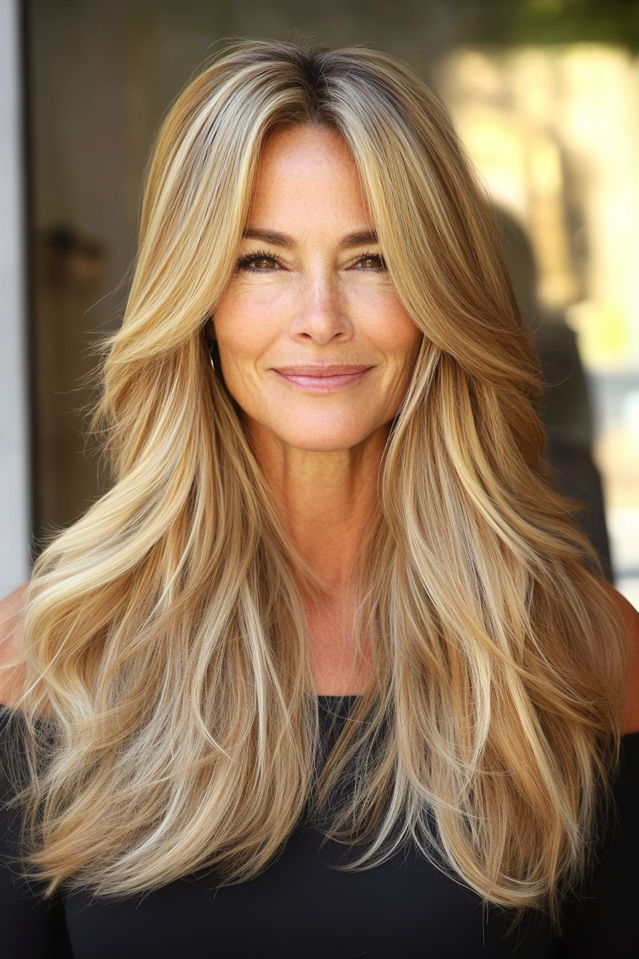 7. Subtle U-Cut in Warm Honey Blonde (Hairstyles For Women Over 60 With Long Hair) - Hairstyles For Women Over 60 With Long Hair