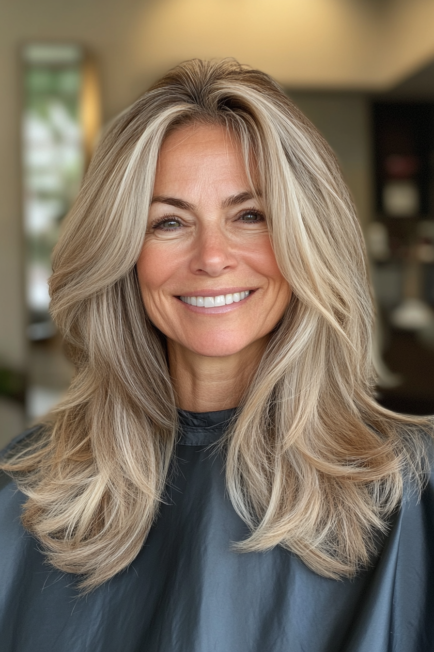 20. Soft Shag Layers in Sandy Blonde (Hairstyles For Women Over 60 With Long Hair) - Hairstyles For Women Over 60 With Long Hair