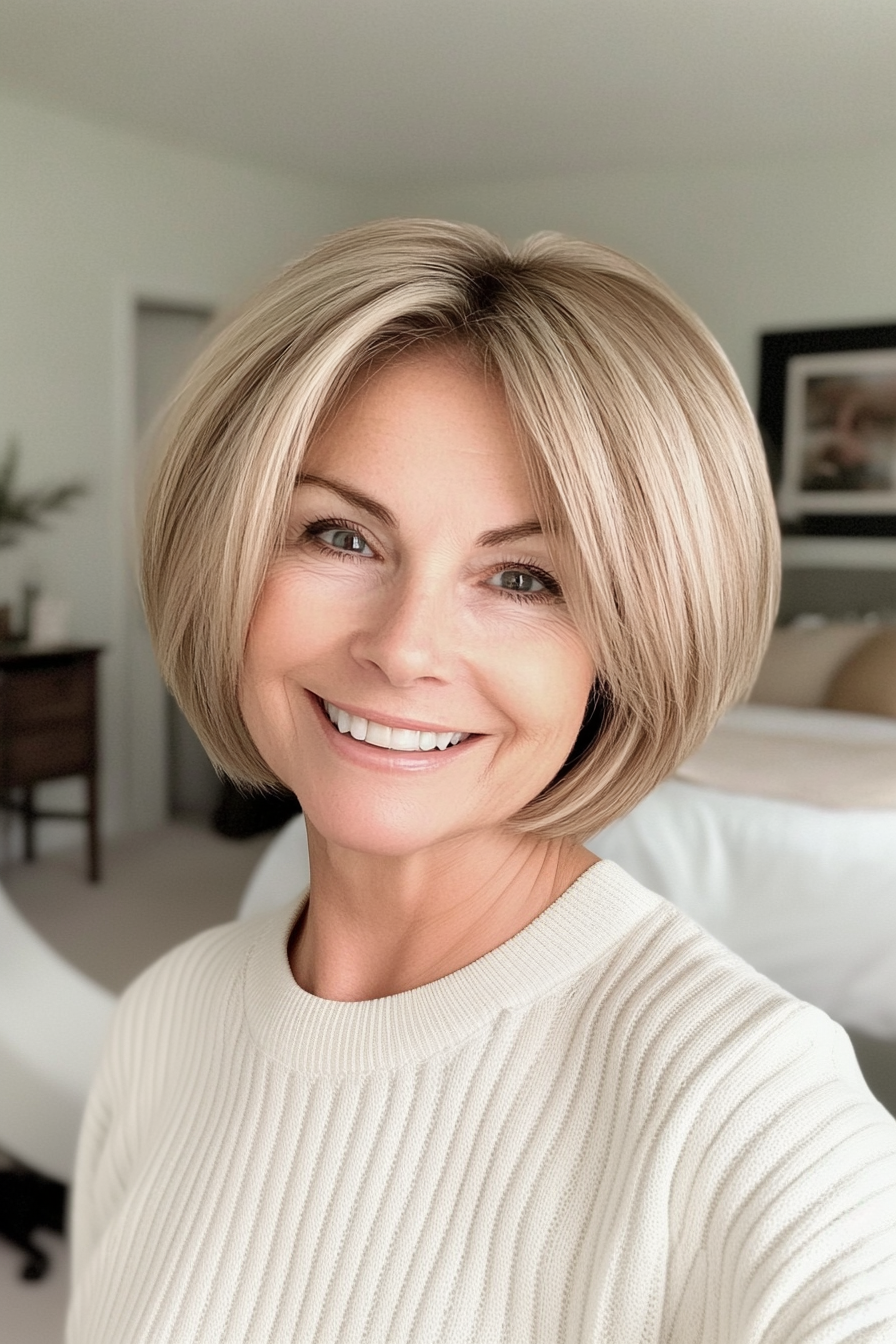 11. Wispy Bob in Light Golden Blonde (Short Hairstyles For Older Women With Thin Hair) - Short Hairstyles For Older Women With Thin Hair