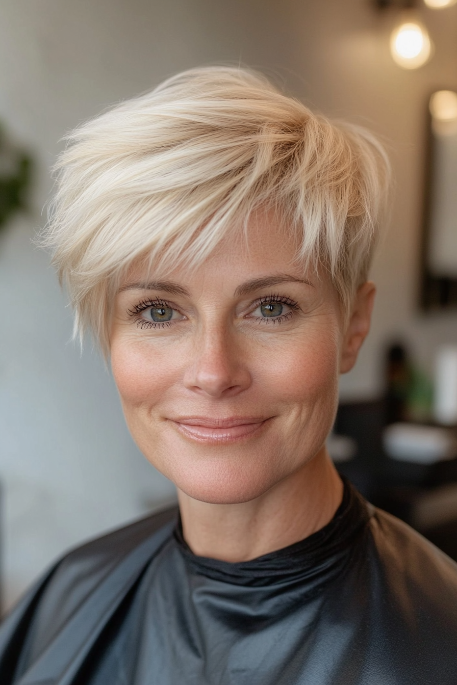 17. Grown-Out Pixie in Soft Beige Blonde (Short Hairstyles For Older Women With Thin Hair) - Short Hairstyles For Older Women With Thin Hair
