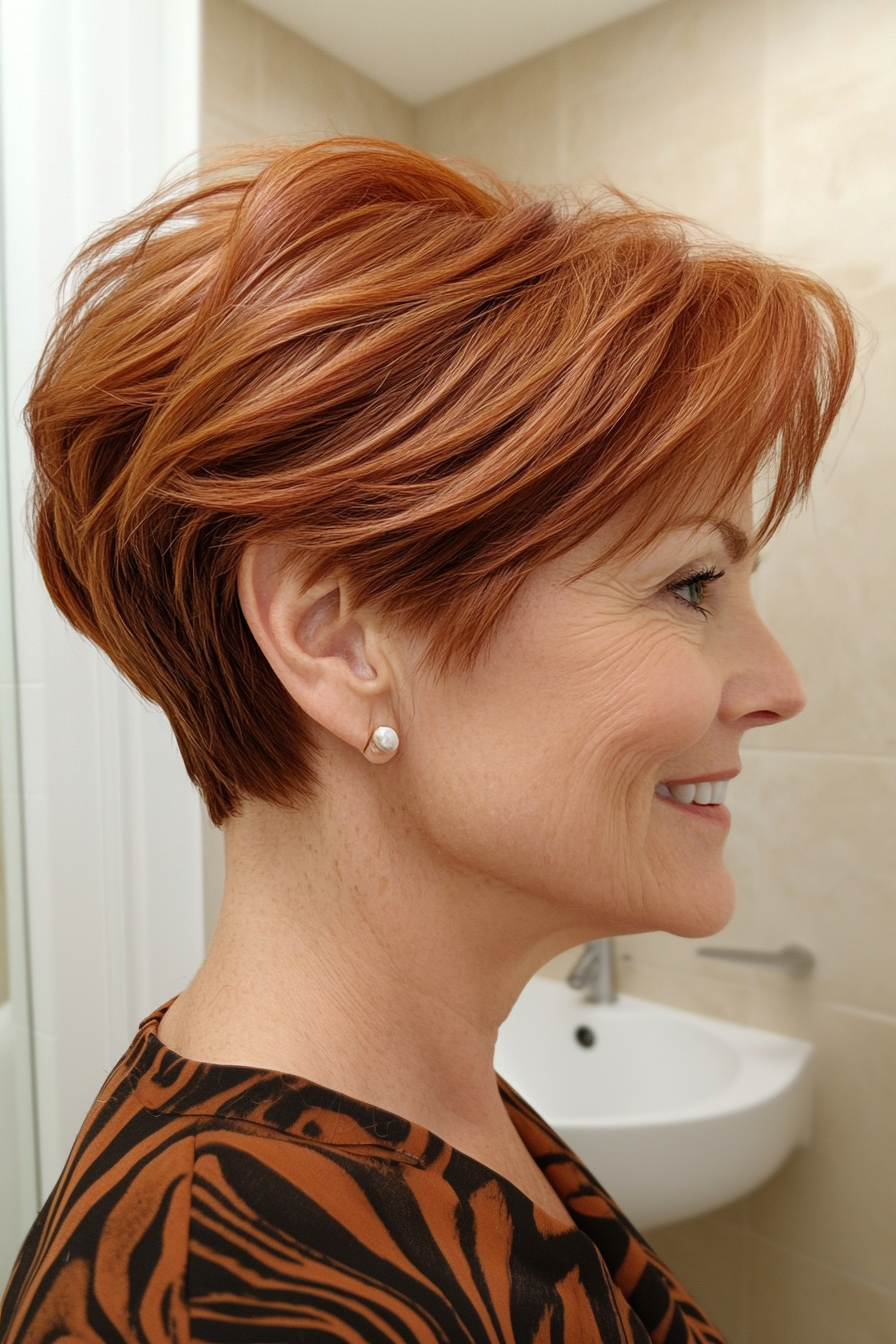 20. Softly Layered Crop with Deep Auburn (Short Hairstyles For Older Women With Thin Hair) - Short Hairstyles For Older Women With Thin Hair