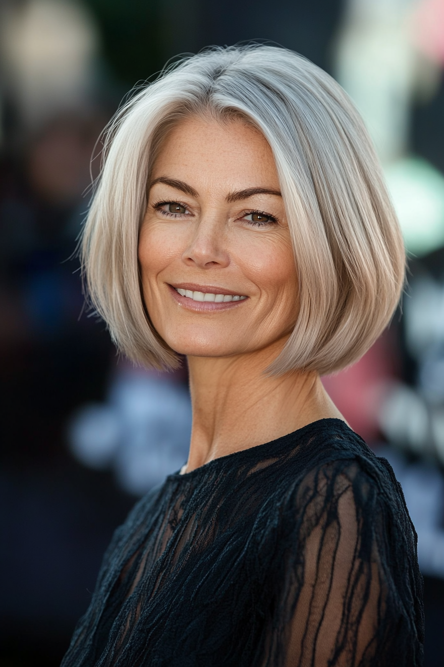 22. Face-Framing Bob with Ash Blonde Balayage (Short Hairstyles For Older Women With Thin Hair) - Short Hairstyles For Older Women With Thin Hair