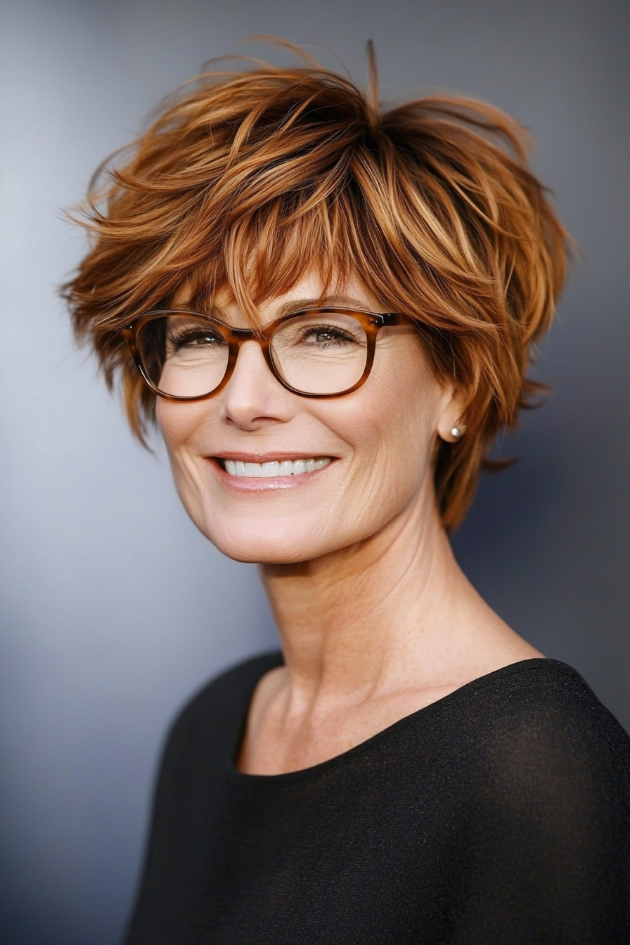 8. Shaggy Crop in Auburn (Short Hairstyles For Women Over 70 With Glasses) - Short Hairstyles For Women Over 70 With Glasses