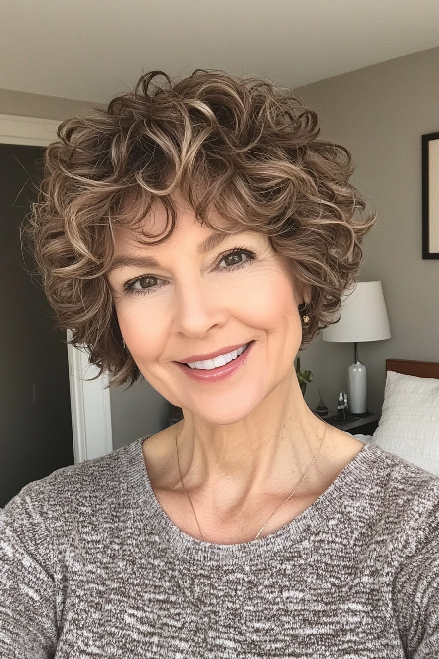 11. Tousled Crop in Cool Ash Brown (Short Curly Hairstyles For Women Over 60) - Short Curly Hairstyles For Women Over 60