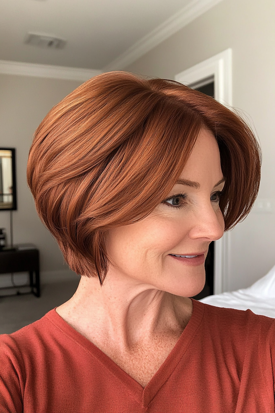 6. Tapered Crop in Natural Auburn (Short Haircuts For Women Over 40) - Short Haircuts For Women Over 40